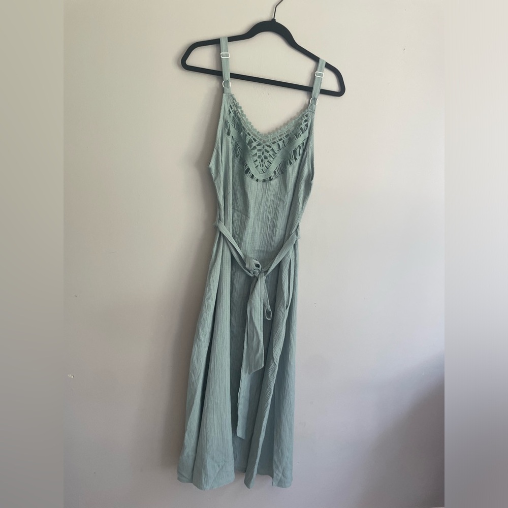 Sea foam green/blue strap dress from BloomChic